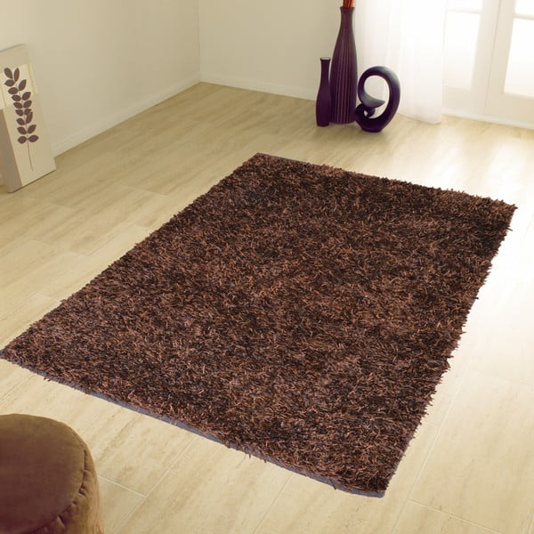Hnědý koberec Webtappeti Shaggy, 60 x 180 cm