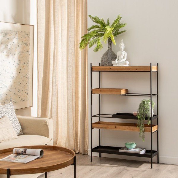 Černý kovový regál 85x130 cm – Ixia-image-1