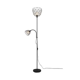 Černá stojací lampa s kovovým stínidlem (výška 180 cm) Haval – Trio