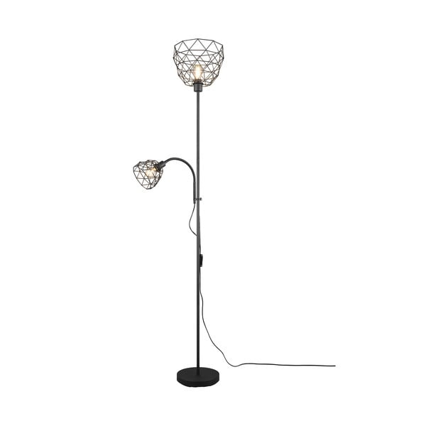 Černá stojací lampa s kovovým stínidlem (výška 180 cm) Haval – Trio-image-1