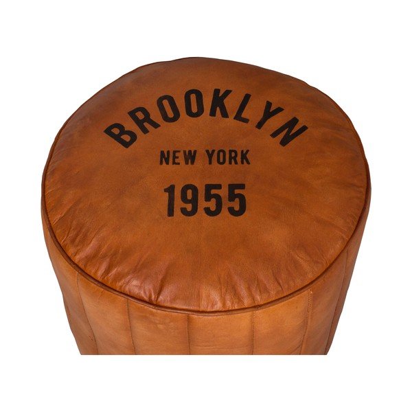 Koňakově hnědý kožený taburet Brooklyn – Antic Line-image-1