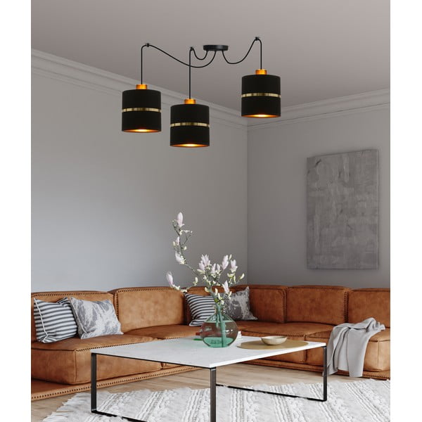 Černé závěsné svítidlo s textilním stínidlem ø 15 cm Assam – Candellux Lighting-image-1