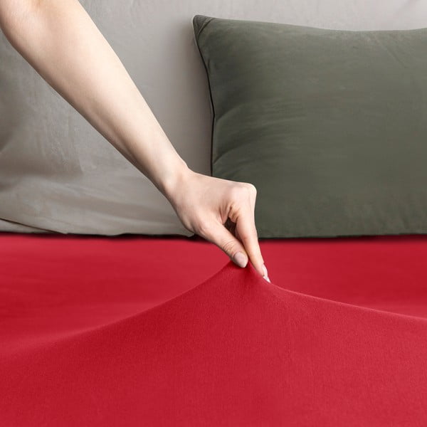 Červené napínací prostěradlo jersey 180x200 cm Amber – Restilo-image-1