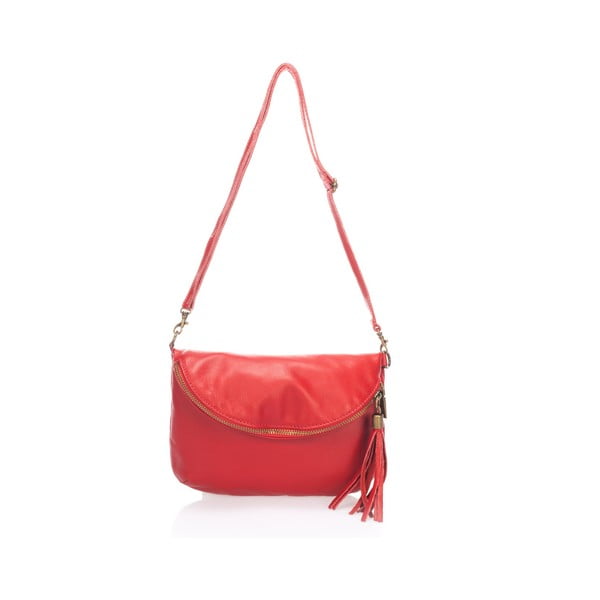Červená kožená kabelka Lisa Minardi Renae