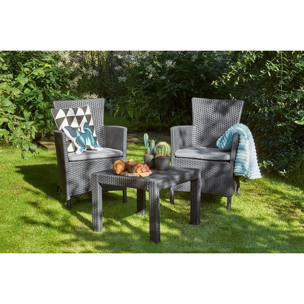 Antracitový zahradní lounge set z umělého ratanu pro 2 Rosario – Keter-image-2