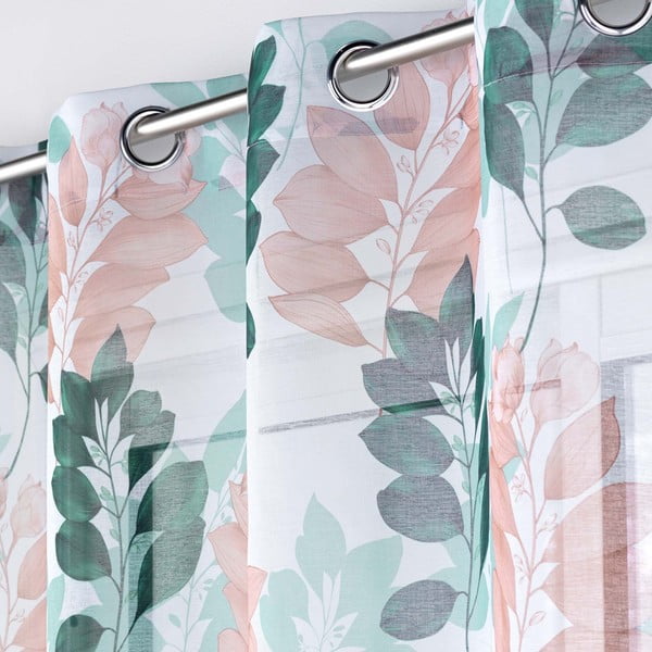 Bílo-zelená voálová záclona 140x280 cm Belline – douceur d'intérieur-image-1