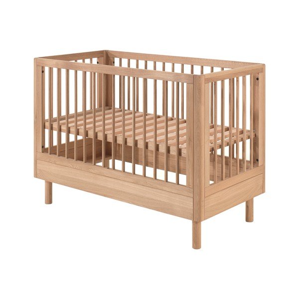 Postýlka z dubového dřeva s nastavitelnou výškou 60x120 cm v přírodní barvě Forrest – Vipack-image-3