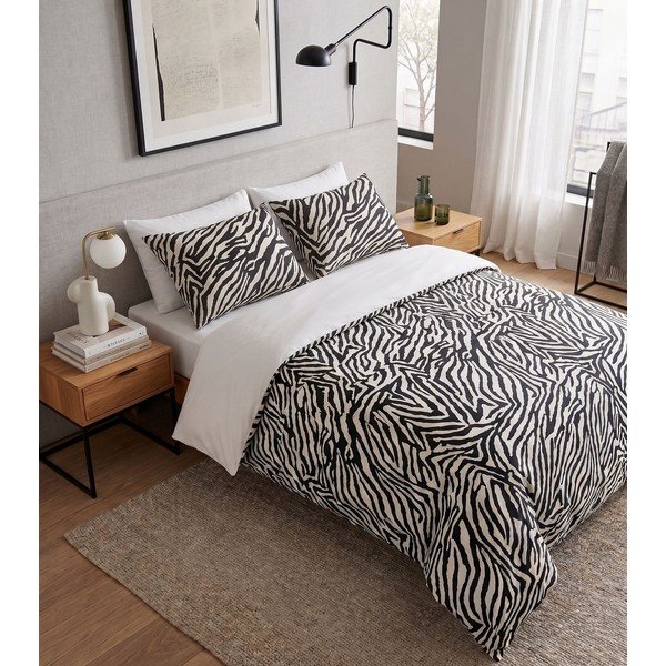 Černé povlečení na dvoulůžko 200x200 cm Zebra – Mijolnir-image-1