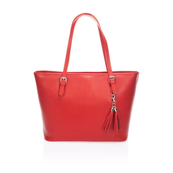Červená kožená kabelka Lisa Minardi Brassolea