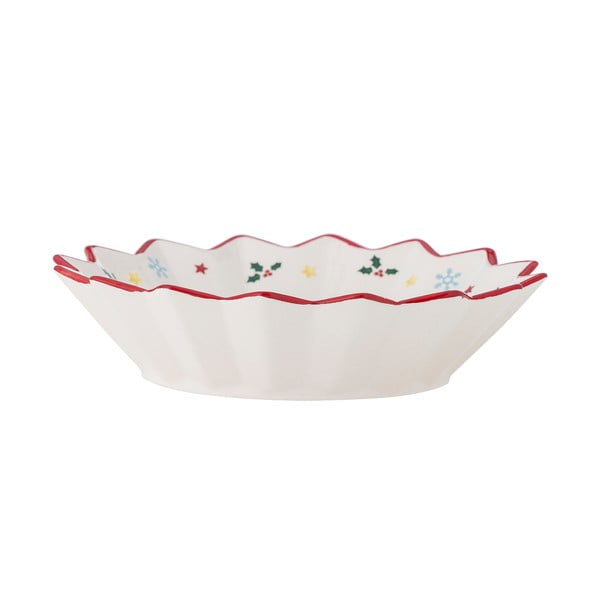 Červeno-krémový servírovací keramický talíř s vánočním motivem ø 20 cm Naive – Bloomingville-image-4