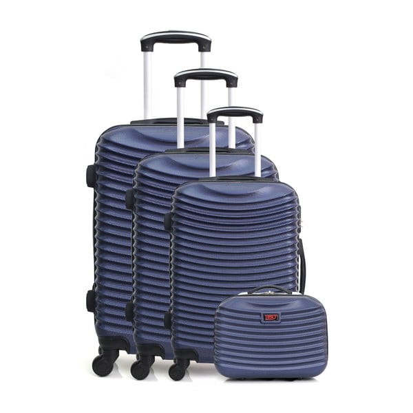 Sada 4 tmavě modrých cestovních kufrů na kolečkách Hero Etna-C