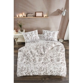 Bílo-hnědé povlečení na jednolůžko/prodloužené s prostěradlem/3dílné 160x220 cm Modern – Mila Home