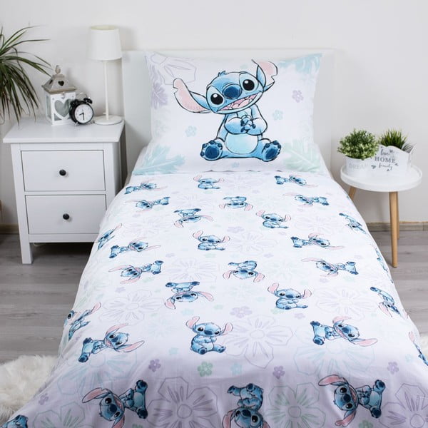 Bílé bavlněné dětské povlečení na jednolůžko 140x200 cm Lilo and Stitch "Ohana White" – Jerry Fabrics-image-2