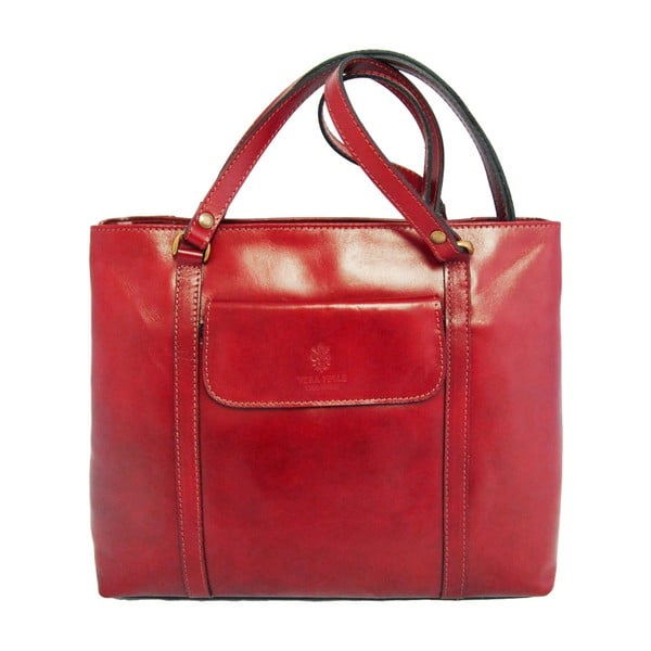 Červená kožená kabelka Giusy Leandri Sandra