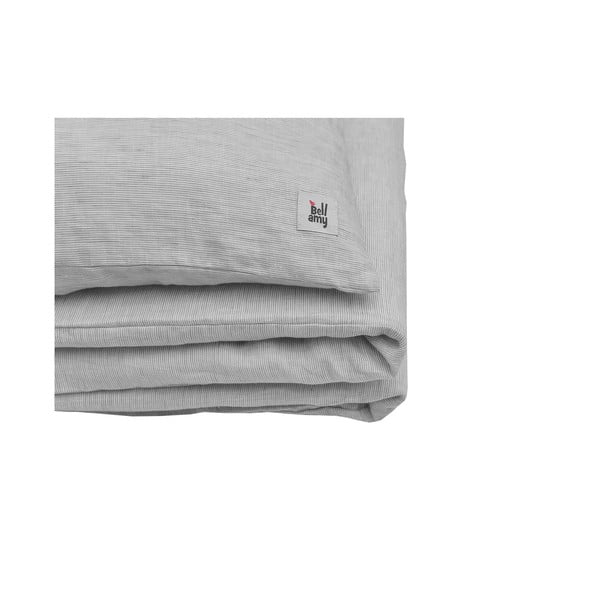 Šedé dětské lněné povlečení BELLAMY Stripes, 140 x 200 cm-image-4