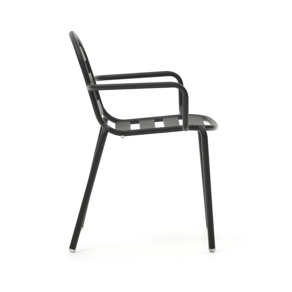 Tmavě šedé kovové zahradní židle v sadě 4 ks Joncols – Kave Home-image-2