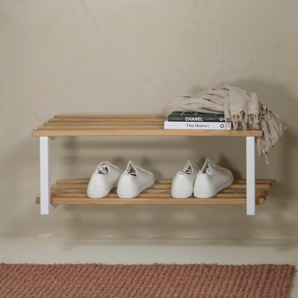 Bílý/v přírodní barvě kovový závěsný botník 71x26x34 cm Marco – Spinder Design-image-3