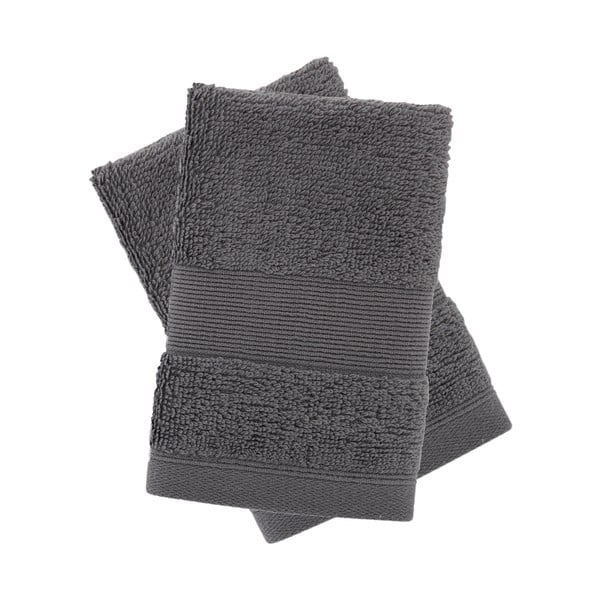 Tmavě šedé froté bavlněné ručníky v sadě 2 ks 30x30 cm Anti-Bacterial – Catherine Lansfield