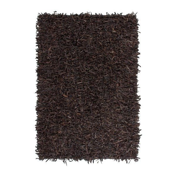 Tmavě hnědý kožený koberec Rodeo, 120x170cm