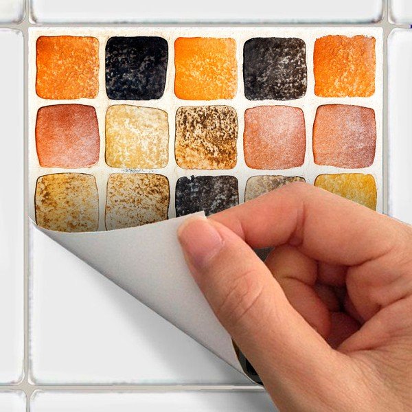 Sada 9 nástěnných samolepek Ambiance Wall Decal Tiles Mosaics Sanded Grade, 15 x 15 cm-image-2