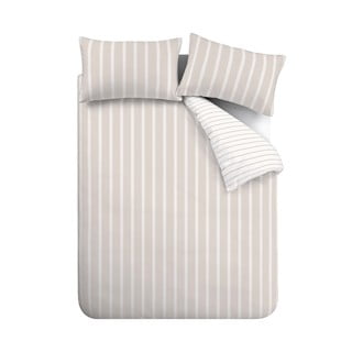 Béžové bavlněné povlečení na dvoulůžko 200x200 cm Ashford Stripe – Bianca