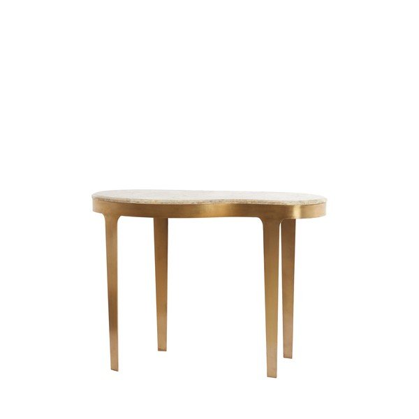 Konzolový stolek s mramorovou deskou  v bronzové barvě/taupe 40x110 cm Giulio – Light & Living-image-4