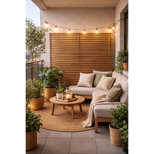 Dřevěná balkonová zástěna v přírodní barvě 153x185 cm – Hartman-image-2