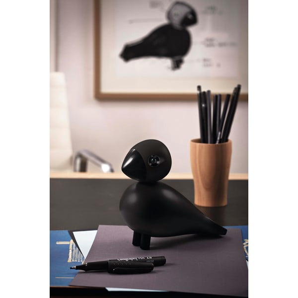 Černá soška z masivního bukového dřeva Kay Bojesen Denmark Songbird Ravn-image-1