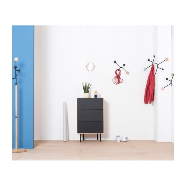 Vysoká komoda z dubového dřeva v černo-přírodní barvě 60x100 cm Fina – Gazzda-image-2