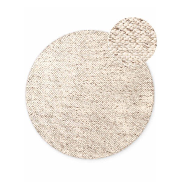 Béžový/v přírodní barvě ručně tkaný vlněný kulatý koberec ø 160 cm Lyon Beans – Elle Decoration