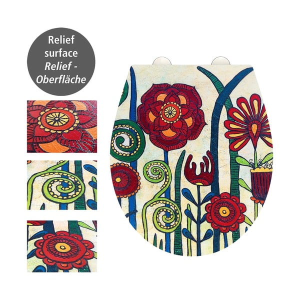 Záchodové prkénko s automatickým zavíráním 37 x 44,5 cm Rollin'Art Red Blossom – Wenko-image-2