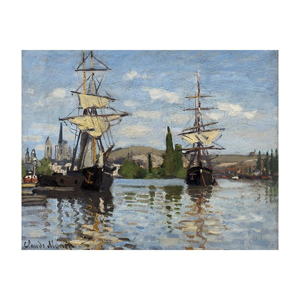 Obraz Claude Monet - Ships Riding on the Seine at Rouen, 50x40 cm