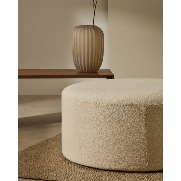 Krémový taburet z textilie bouclé Kaeli – Kave Home-image-1