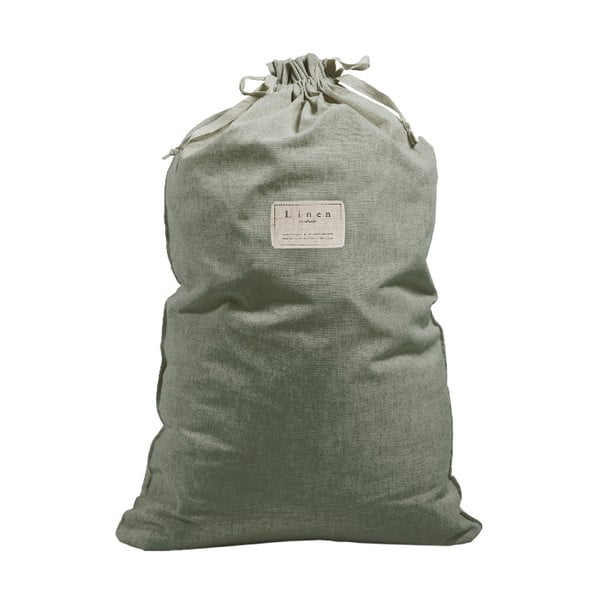Látkový vak na prádlo s příměsí lnu Really Nice Things Bag Green Moss, výška 75 cm
