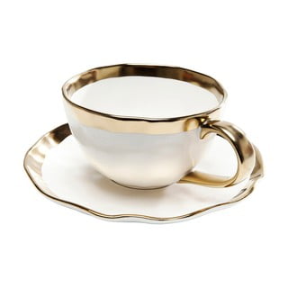 Šálek z glazovaného porcelánu s podšálkem Kare Design Bell