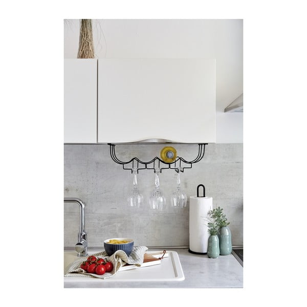 Černý kovový stojan pod poličku na skleničky Wenko-image-3