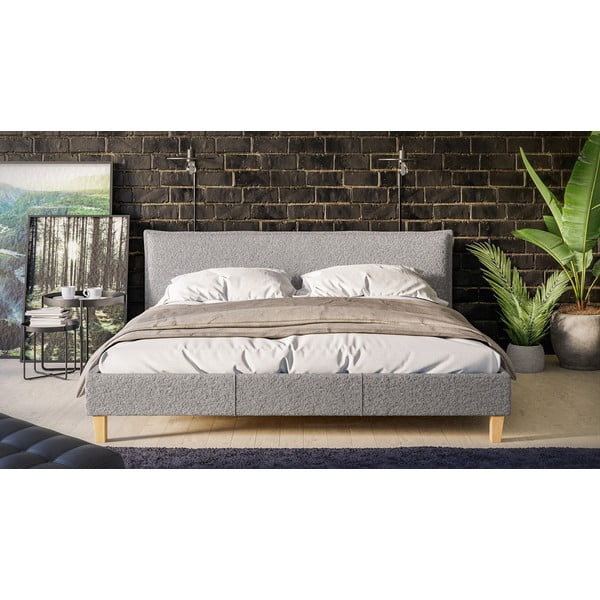 Šedá čalouněná dvoulůžková postel s roštem 180x200 cm Tina – Ropez-image-1