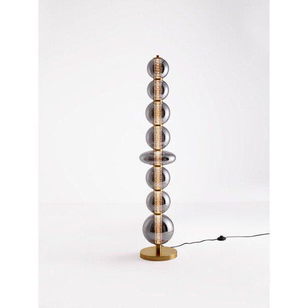 Šedá kovová LED stmívatelná stojací lampa se skleněným stínidlem (výška 140 cm) Navi – Nova Luce-image-3