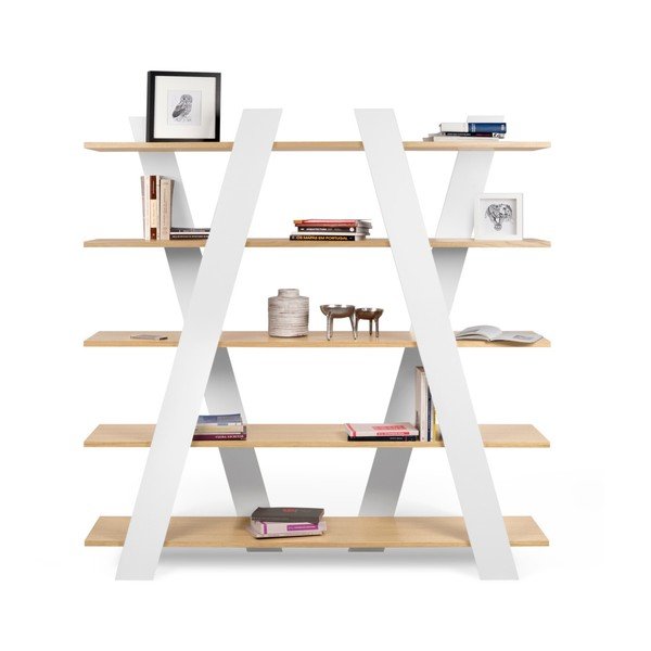 Bílá knihovna v dekoru dubu 156x160 cm Wind - TemaHome-image-3