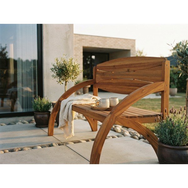 Hnědá dřevěná zahradní lavice Hadia – Garden Pleasure-image-2