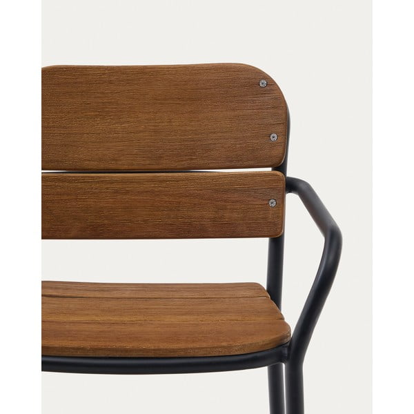 Černo-hnědá dřevěno-kovová zahradní židle Algueret – Kave Home-image-4