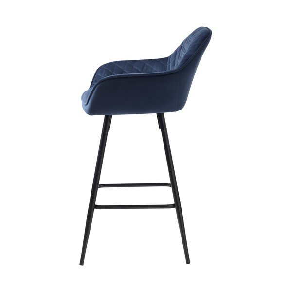 Modrá sametová barová židle (výška sedáku 67 cm) Milton – Unique Furniture-image-2