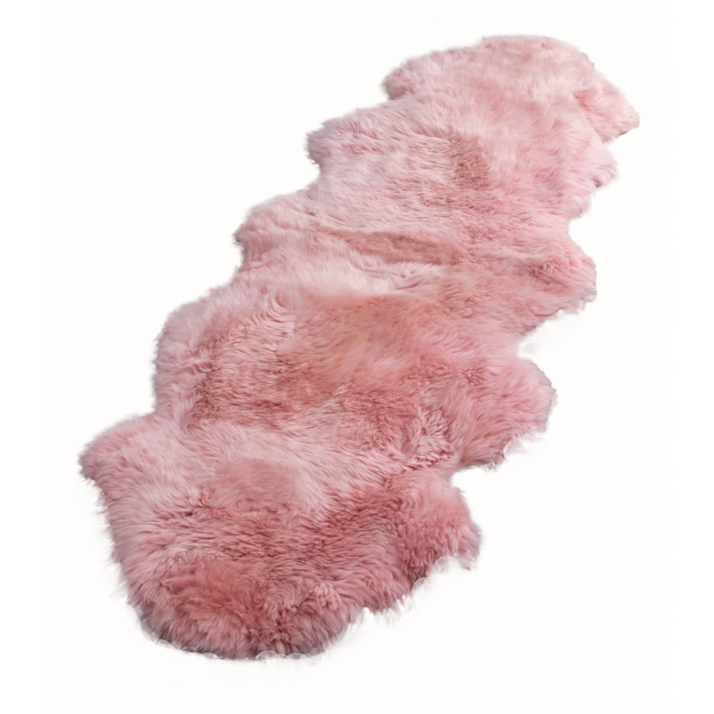 Růžová ovčí kožešina Native Natural Double, 60 x 240 cm
