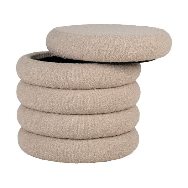 Béžový taburet z textilie bouclé Brooklyn – House Nordic-image-1