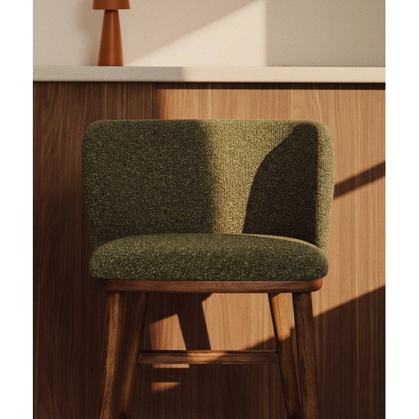 Tmavě zelená čalouněná barová židle (výška sedáku 75 cm) Ciselia – Kave Home-image-2
