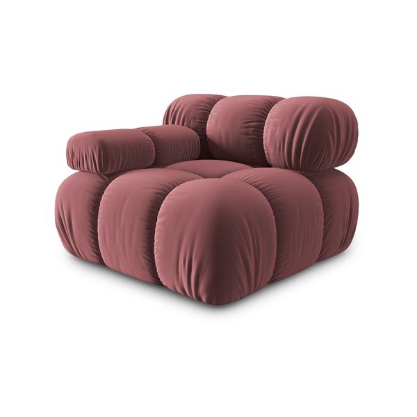 Růžový sametový modul pohovky (levý roh) Bellis – Micadoni Home-image-3