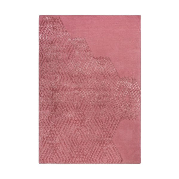 Růžový vlněný koberec Flair Rugs Diamonds, 160 x 230 cm