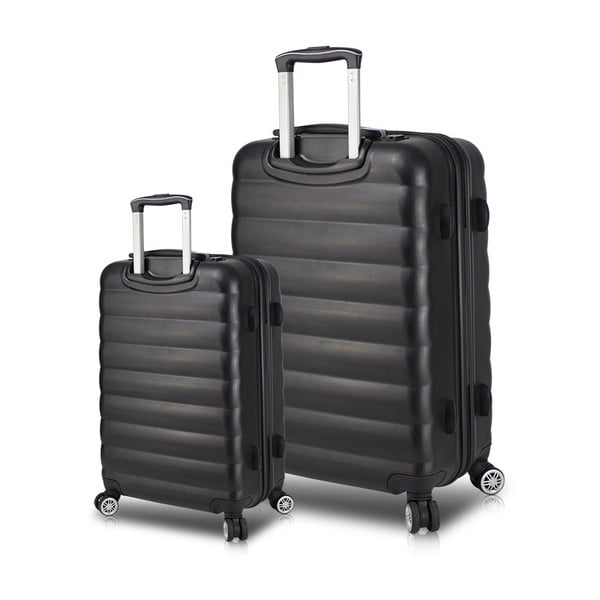 Sada 2 černých cestovních kufrů na kolečkách s USB porty My Valice RESSNO Cabin & Large