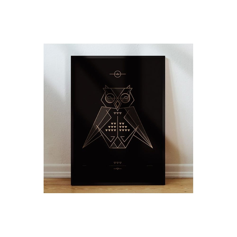 Plakát Owl Black/Gold, 50x70 cm