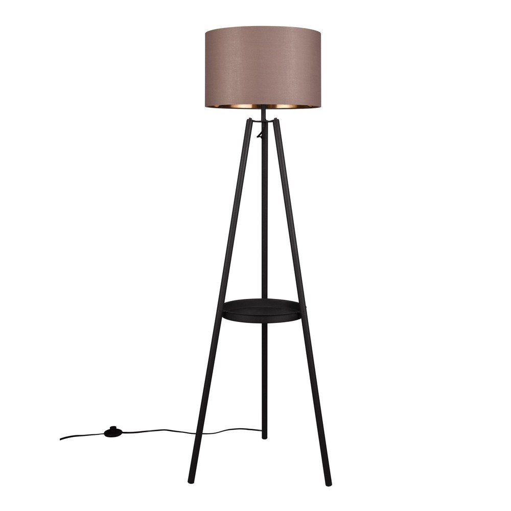 Černá stojací lampa s poličkou (výška 152 cm) Colette – Reality